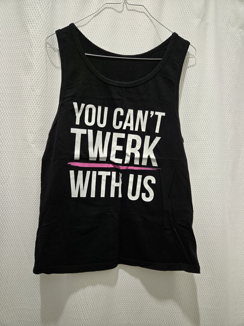 Black Graphic Tank Top — "You Can't Twerk With Us"